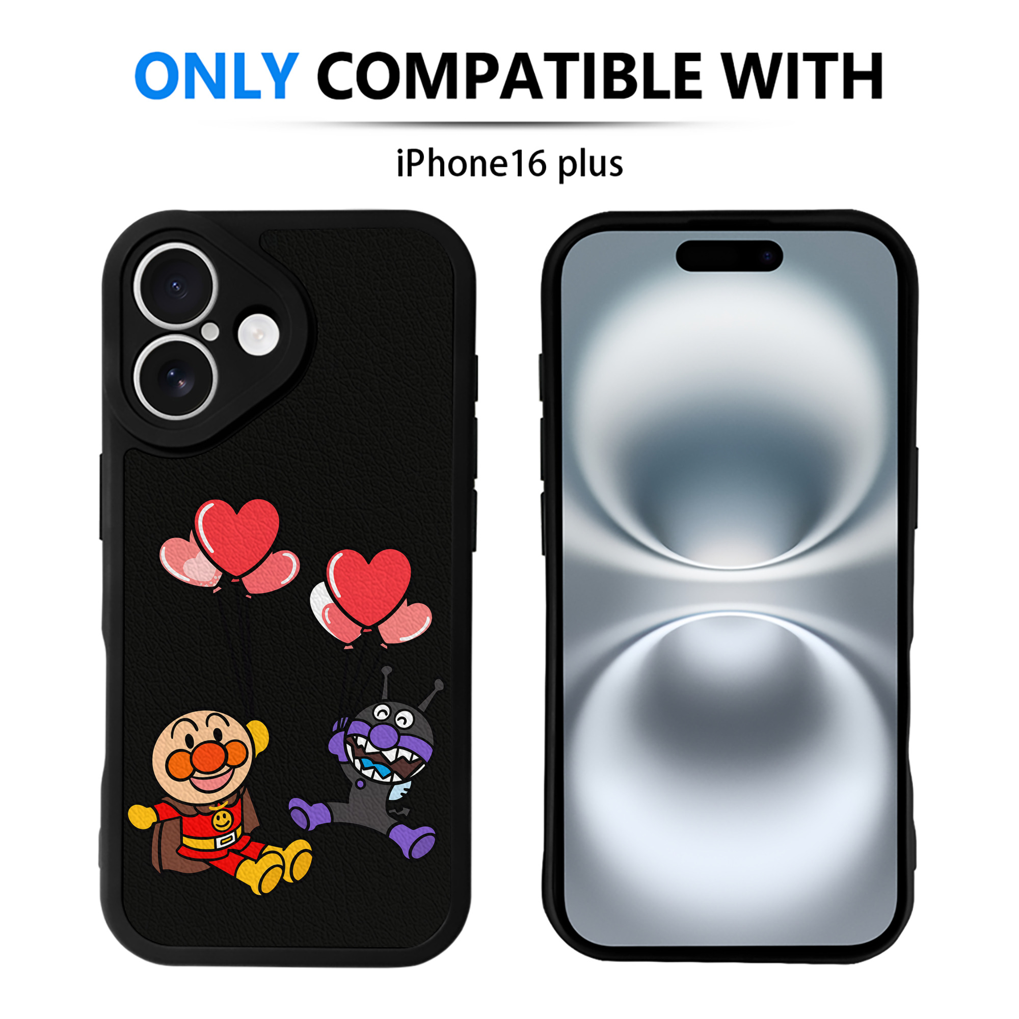 （画像用） アンパンマン Anpanman 【iPhone 16シリーズ対応】シリコンスマホケース（レザー調） 材質：シリコン